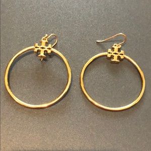 Tory Burch thin gold hoop earrings